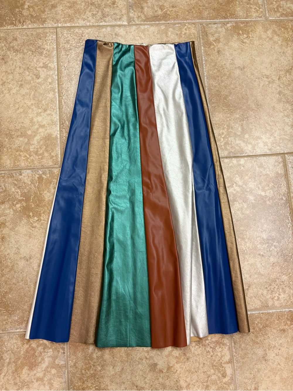 Colorblock Faux-Leather Maxi Skirt